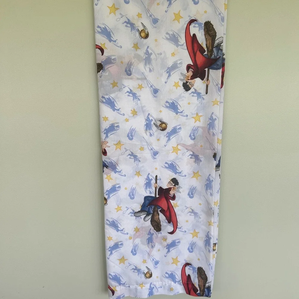 Harry Potter Flat Sheet Twin White Vintage 2000 Y2K Quidditch Hedwig USA Made